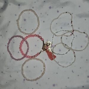 8 Piece Vibrant Bohemian Elastic Beaded Stackable Bracelet Set Charm Bracelet